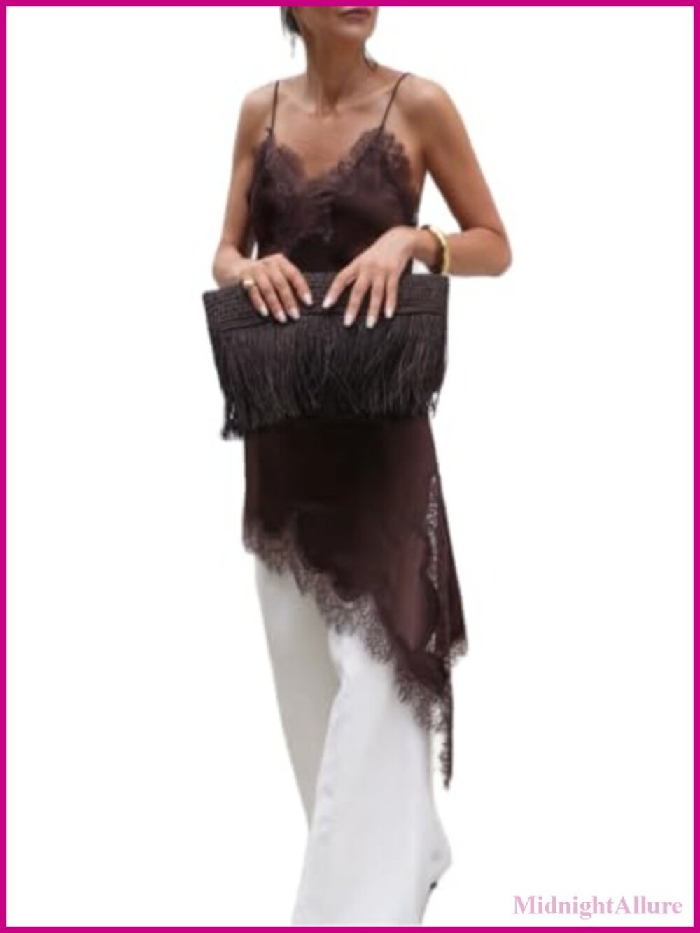 Lace Satin Camisole Long Tank Top Spaghetti Strap V-Neck Sleeveless Slip Dress